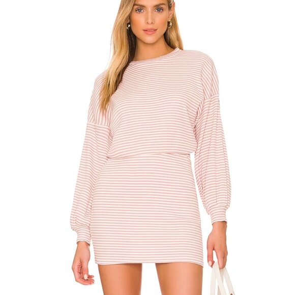 NWT ALL THE WAYS Tanya Blouson Dress in Striped Pink Small - Picture 1 of 3
